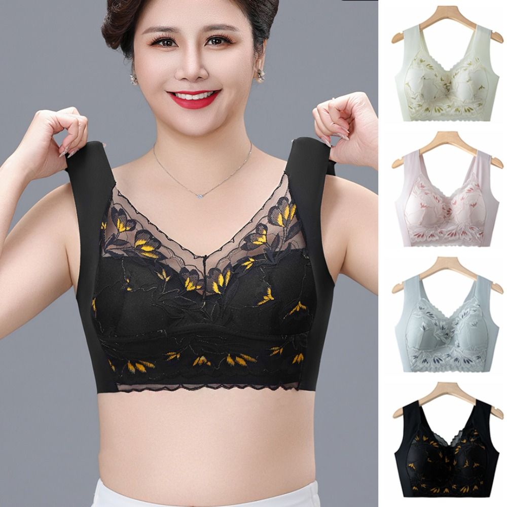 Push Up Bra Padded - Breathable Plus Size Lace Wireless Bra