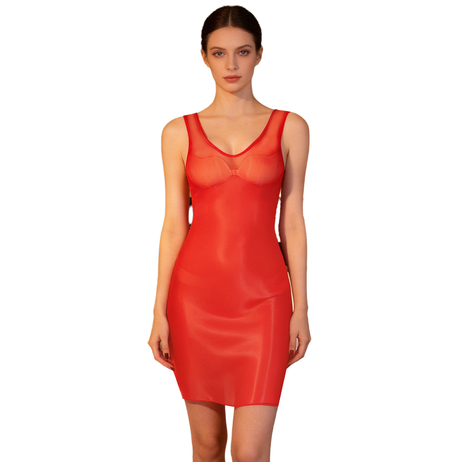 Womens Glossy Sheer Bodycon Dr - Babydoll Chemise Night recension och pris