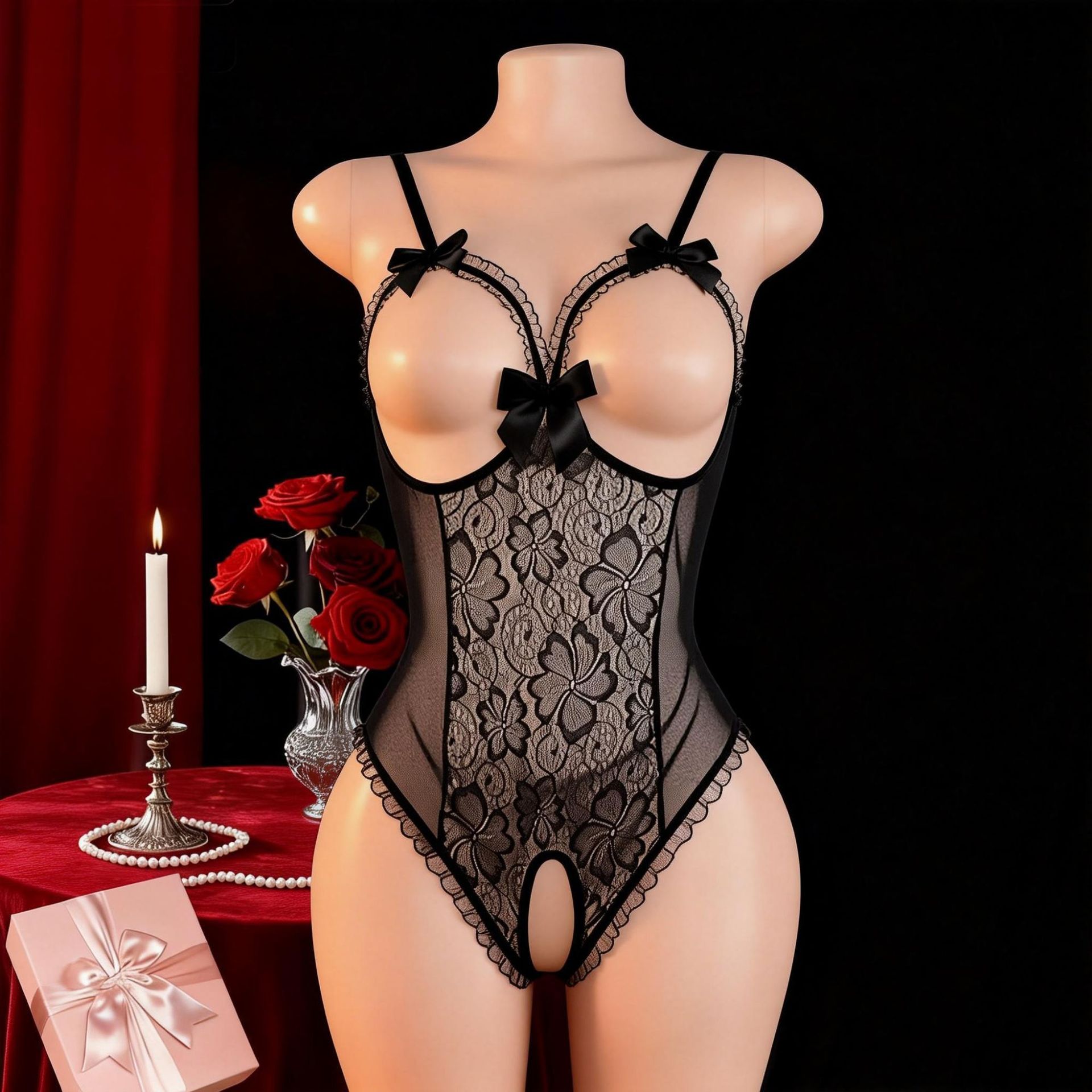Women Sexy Open Bra Strap Ling - Babydoll Chemise Night recension och pris