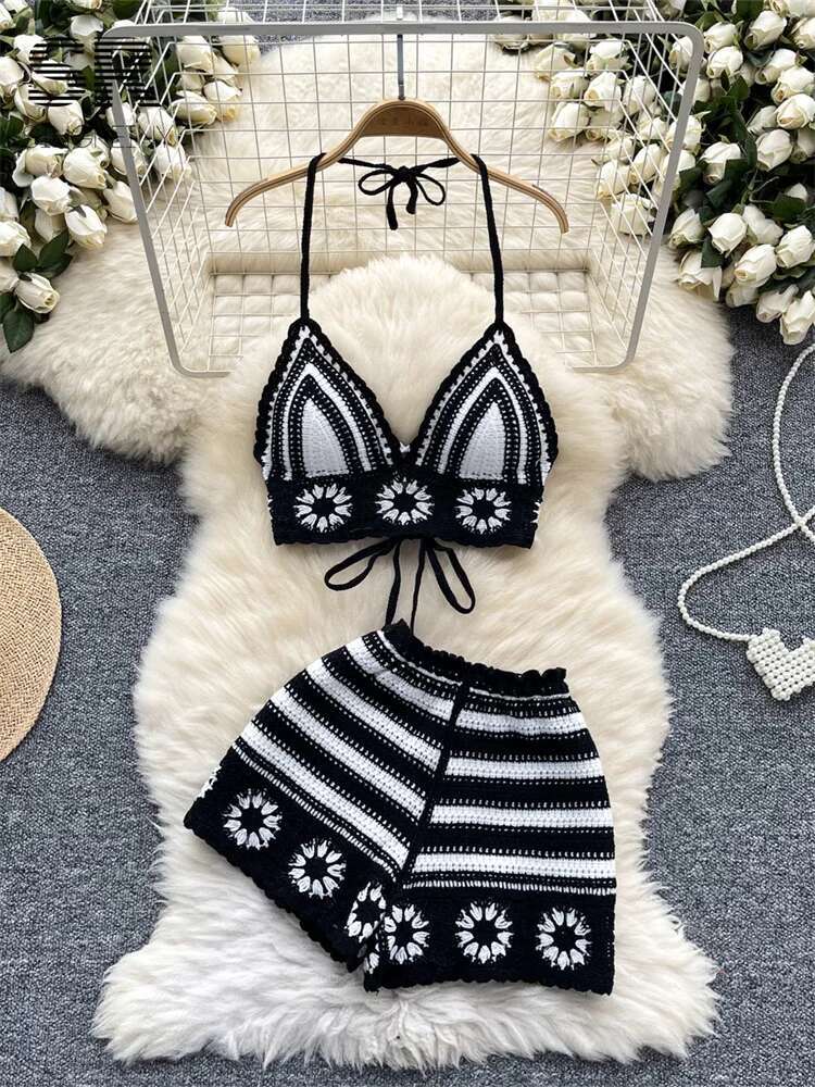 Beach Vacation Knit 2pcs Suits - Cami Top Lace recension och pris