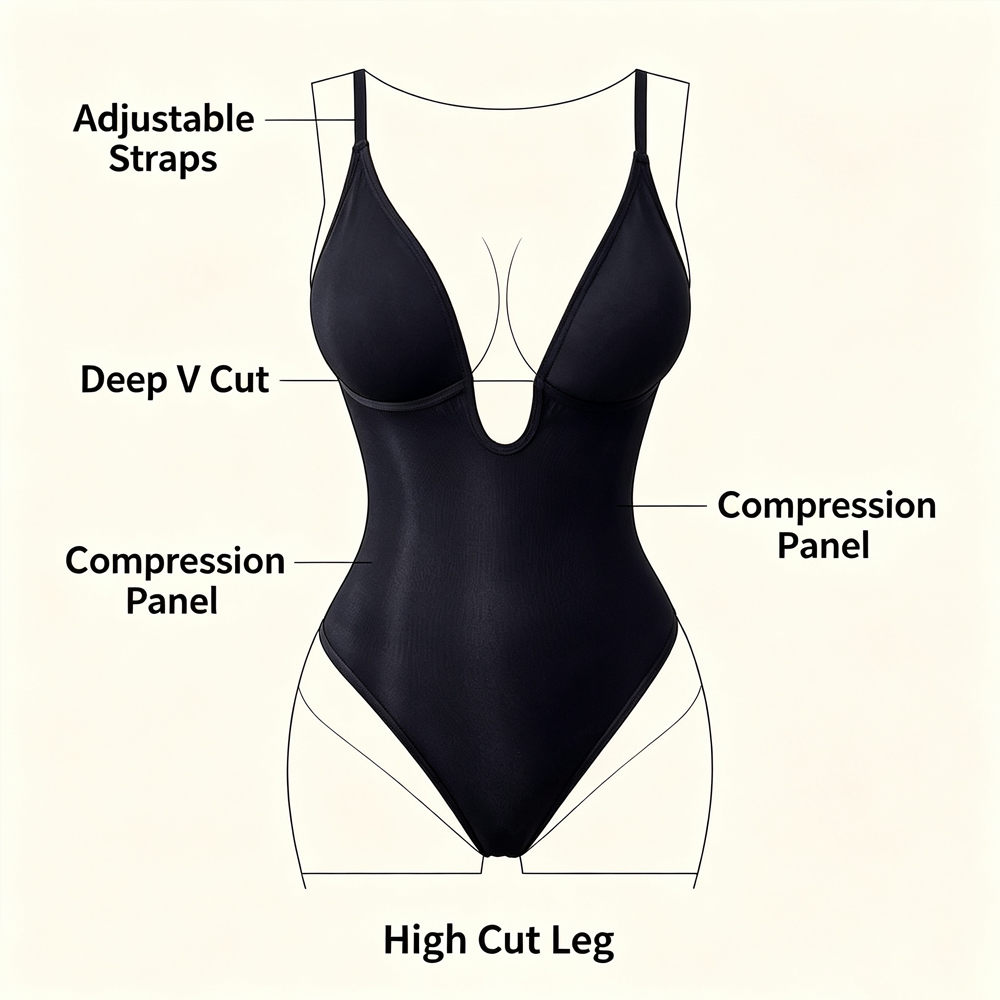 Women Deep V Backless Shapewea - Shapewear Bodysuit Firm recension och pris
