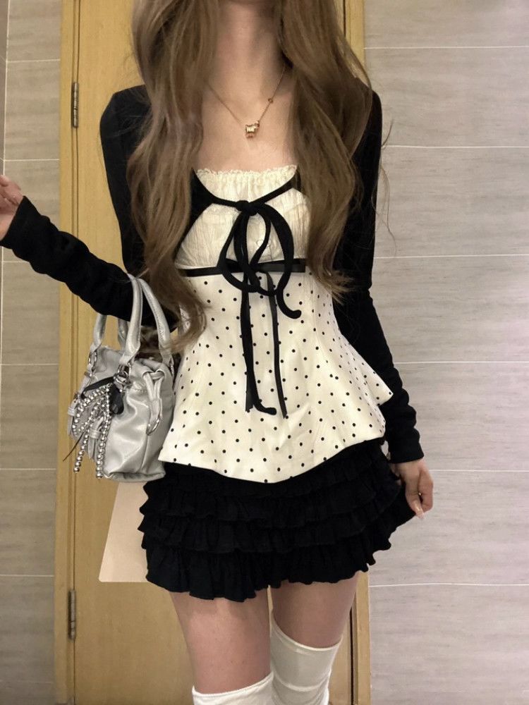 Korean Fashion Polka Dots Lace - Cami Top Lace recension och pris