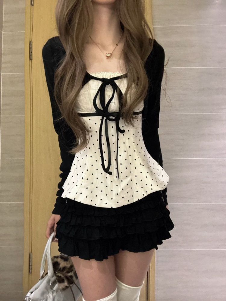 Korean Fashion Polka Dots Lace - Cami Top Lace recension och pris