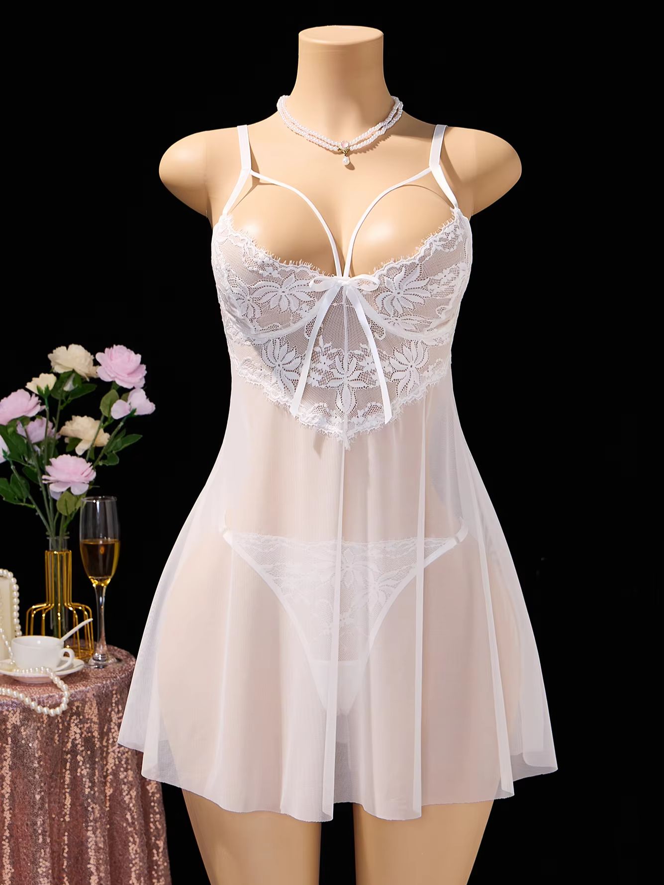Women White Lace Babydoll Ling - Babydoll Chemise Night recension och pris