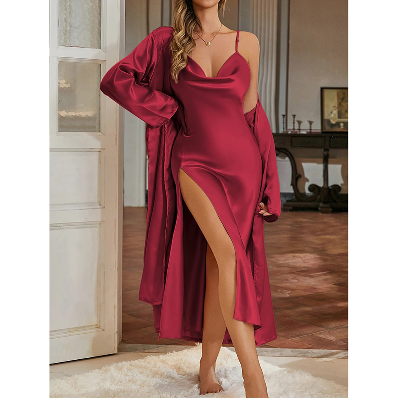 Minimalist Solid Color Pajama  - Robe Silk Women recension och pris