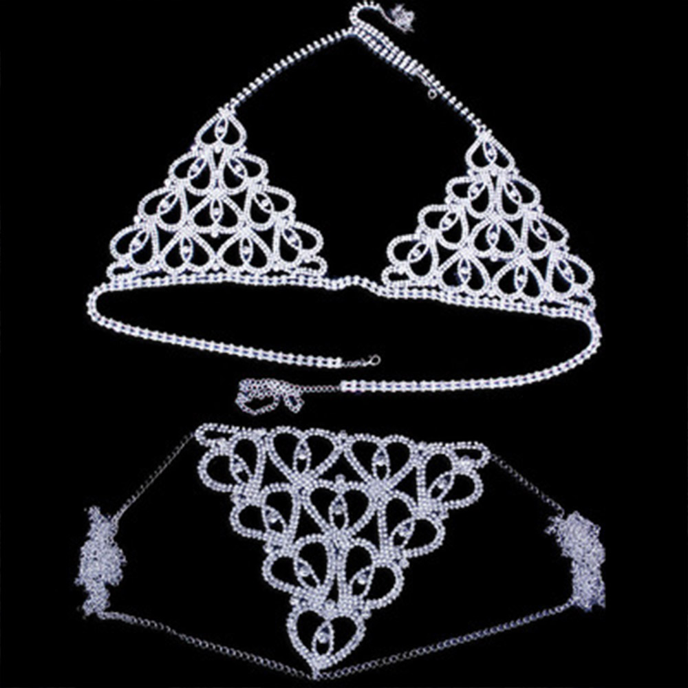 Fashion Rhinestone Heart Bra T - Thong Bikini Women recension och pris