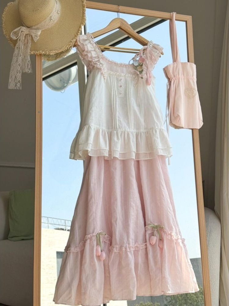 Sweet Kawaii Ruffle Trim Tulip - Cami Top Lace recension och pris