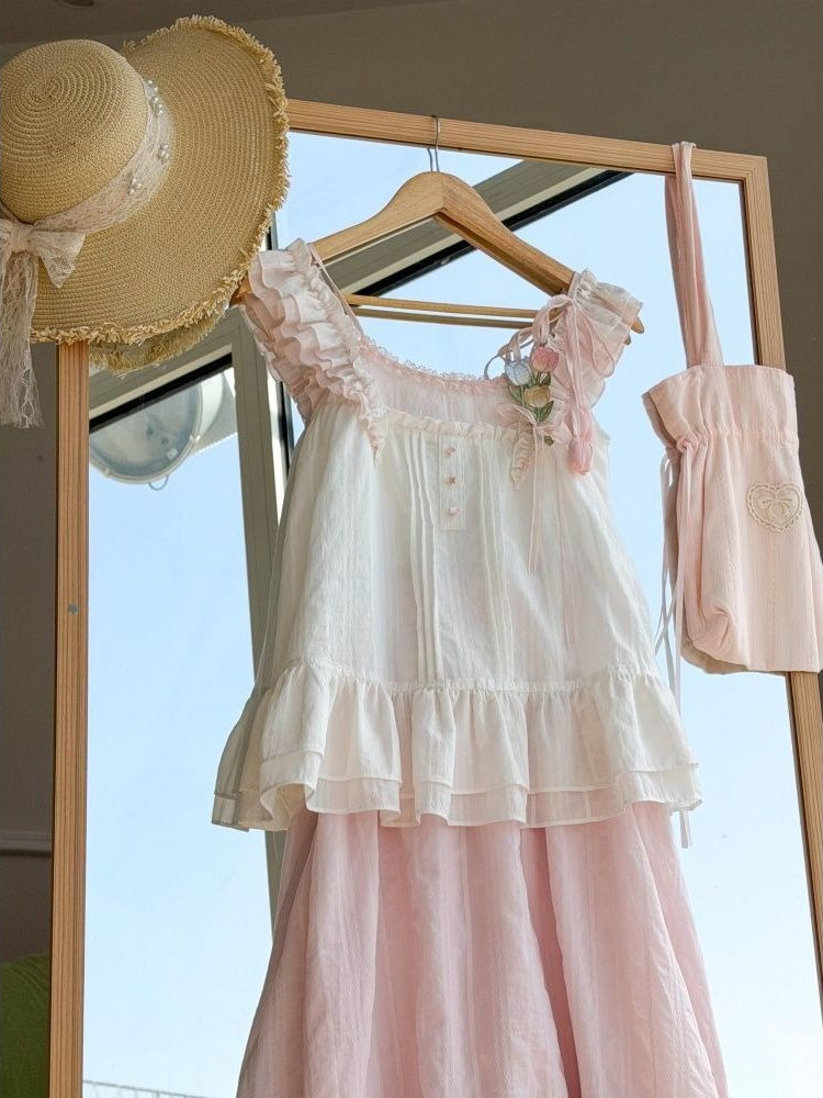 Sweet Kawaii Ruffle Trim Tulip - Cami Top Lace recension och pris